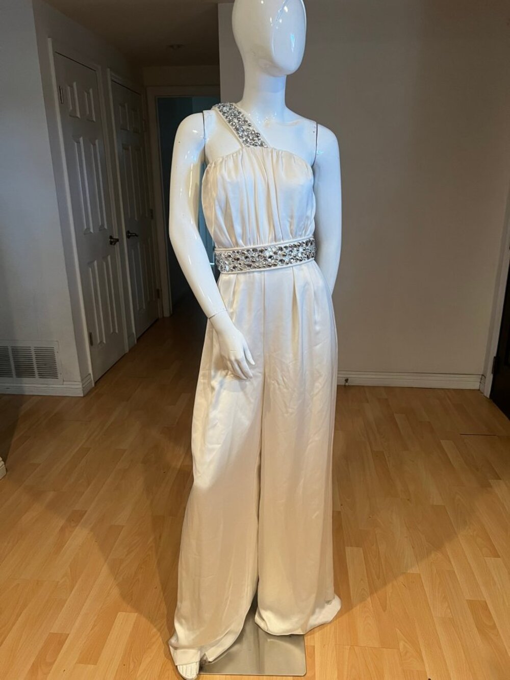 $795 RAMY BROOK GIGI EMBELLISHED ONE SHOULDER JUMPSUIT SIZE 6 US